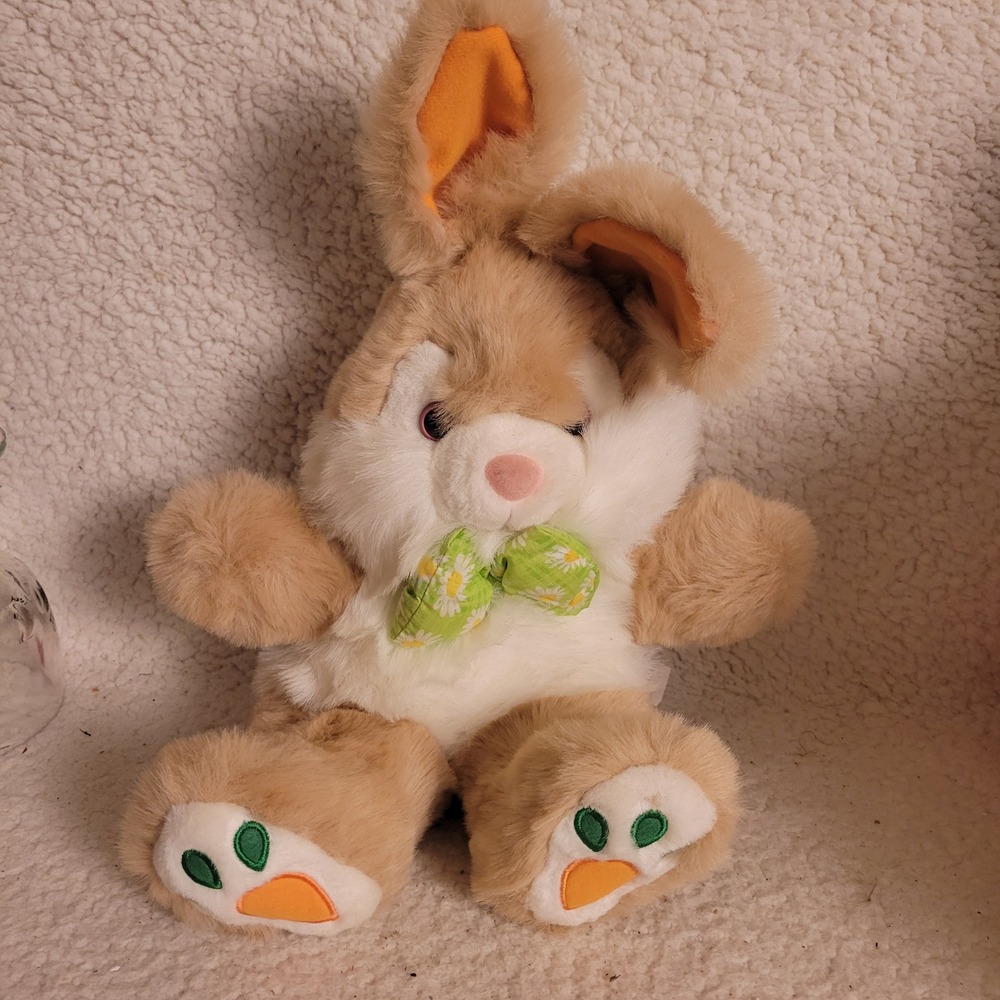 Kids of America Plush Bunny Rabbit 15" Tan White Excellent Easter Spring Toy